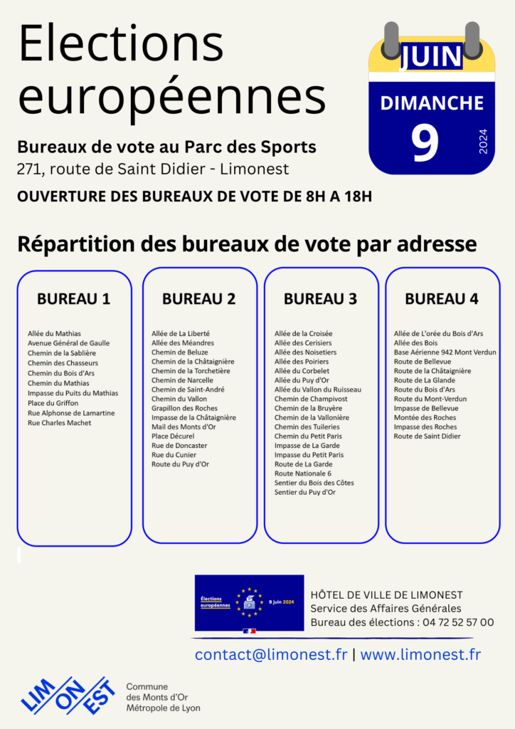 Bureaux de vote ouverts de 8h à 18h au Parc des Sports de Limonest - Agrandir l'image, fenêtre modale